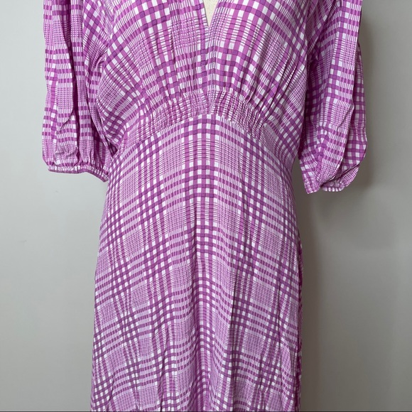 Faithfull The Brand Midi Dress Purple Check - Picture 3 of 10